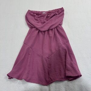 Rolla Coster Purple Strapless Ruched Flowy Sundress